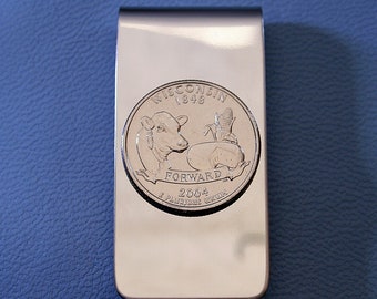 Coin Money Clip Etsy - 2004 wisconsin quarter dollar coin money clip forward dairy cheese corn agriculture